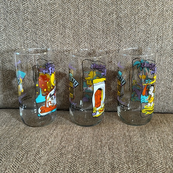 Vintage 1991 The Flintstones Hardees drinking glasses bundle of 3 - Picture 4 of 9